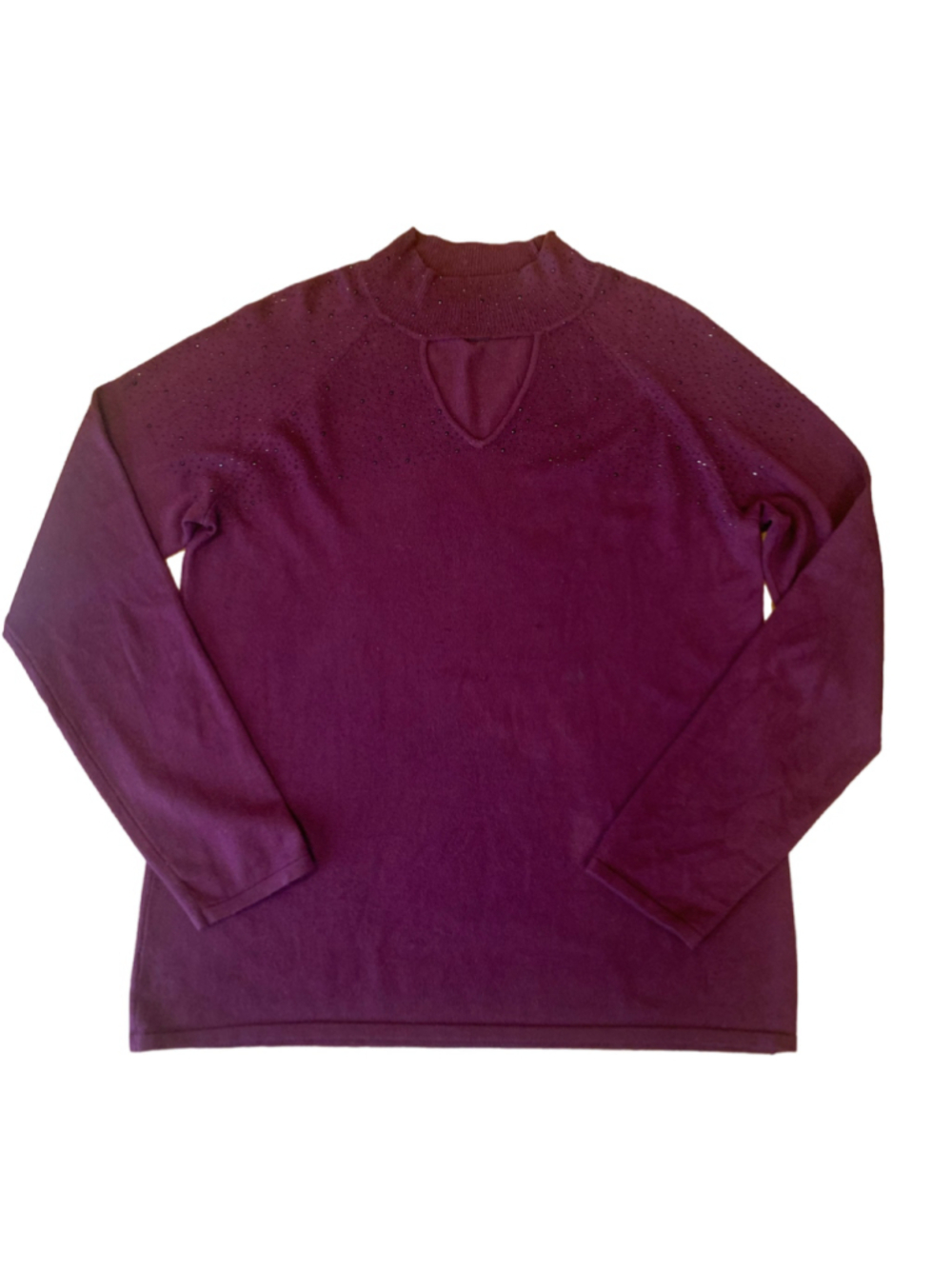 Cable & Gauge Purple Embellished Mock Neck Sweater Size M
